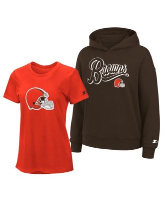 Women's Orange/Brown Cleveland Browns Hoodie and T-Shirt Combo Pack