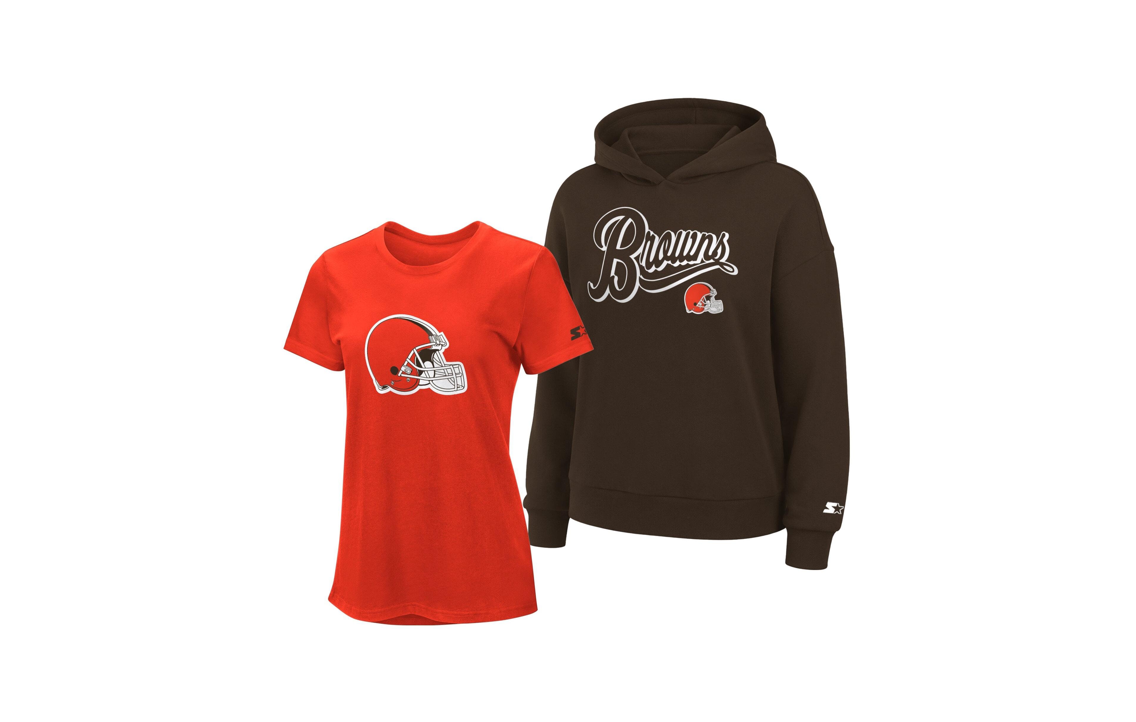 Starter Women's Orange/Brown Cleveland Browns Hoodie and T-Shirt Combo Pack