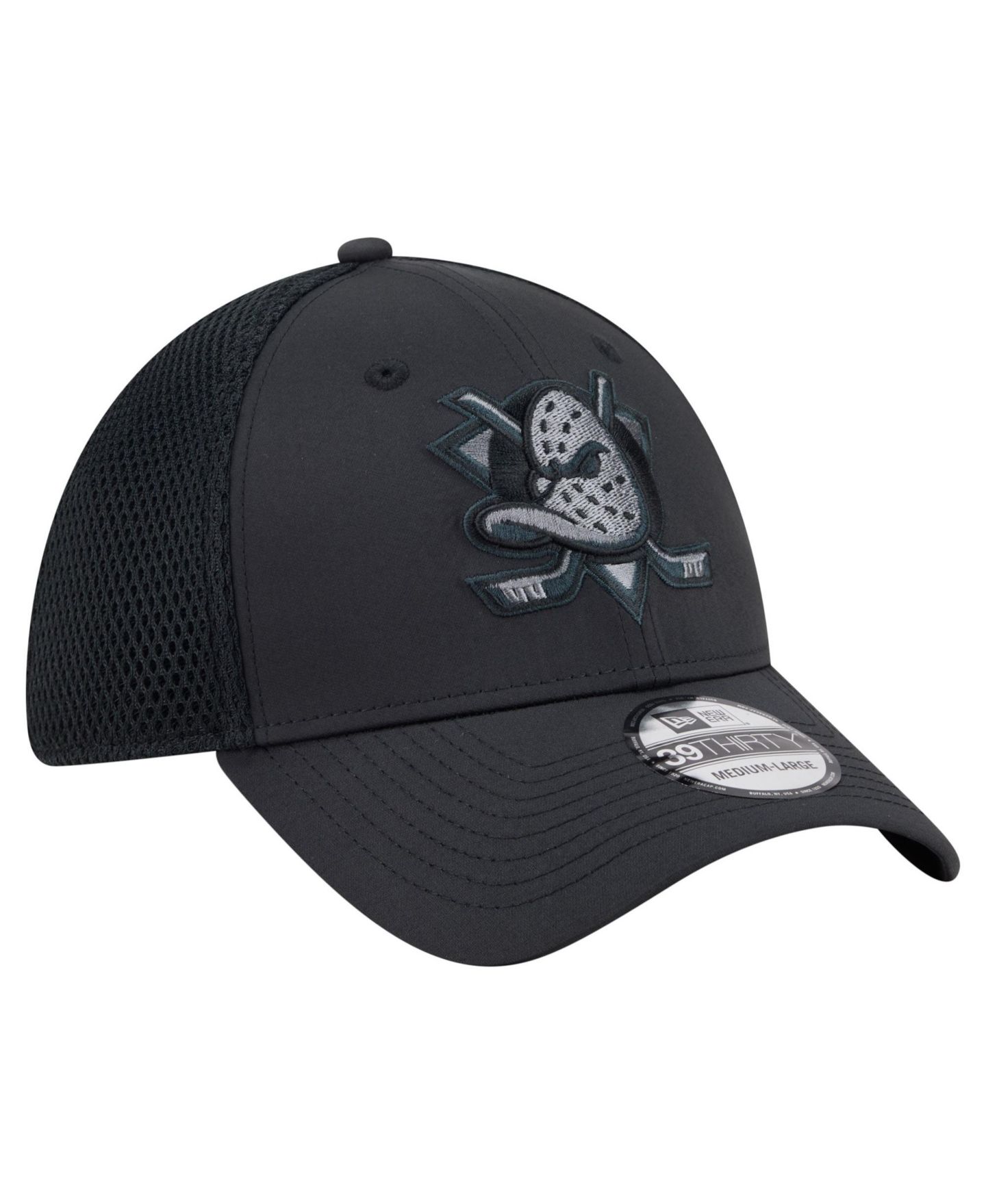 Мужской головной убор New Era Black Anaheim Ducks Blackout 39THIRTY Stretch Hat — фото 3