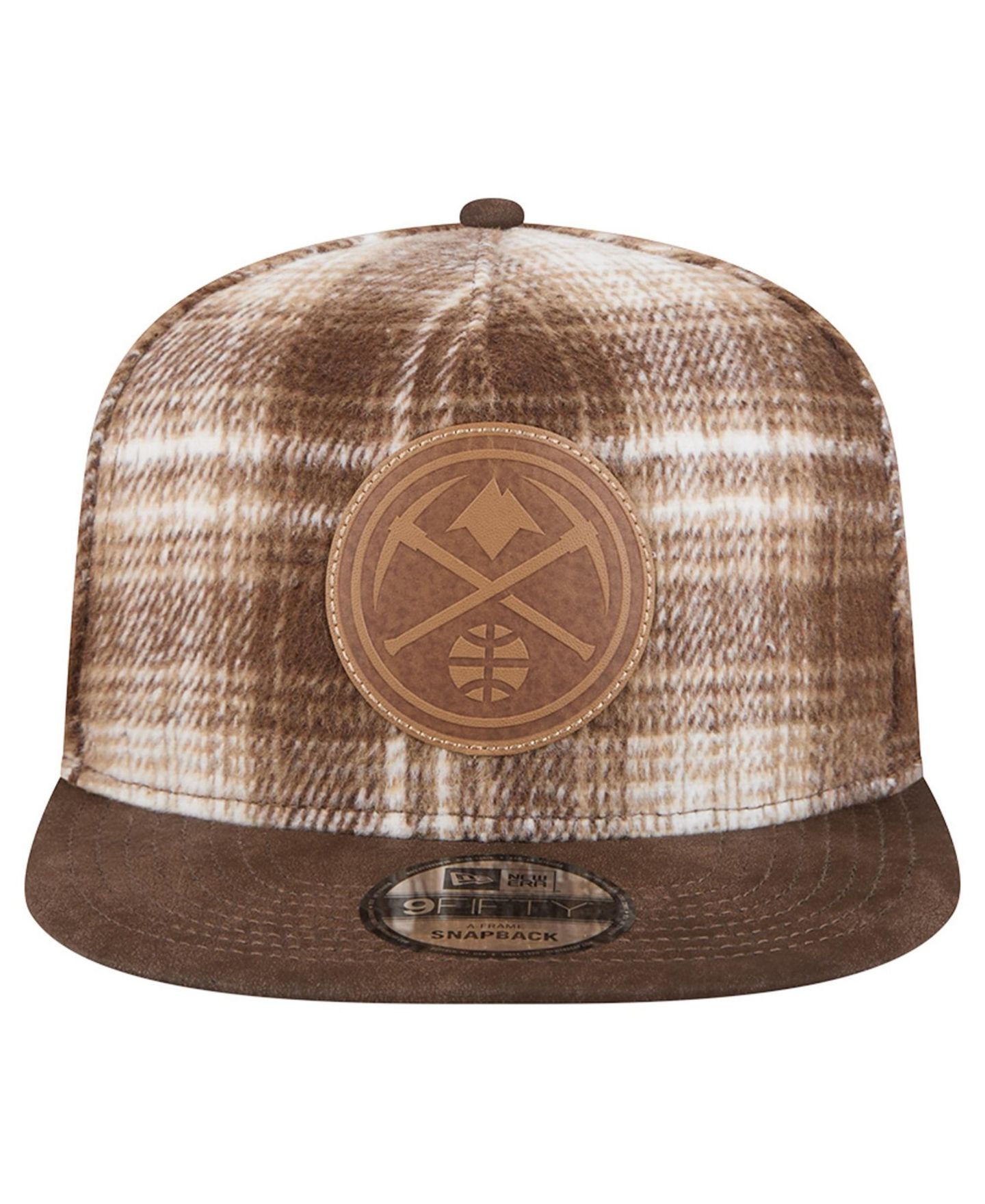 Мужская кепка New Era Brown Denver Nuggets Plaid 9FIFTY A-Frame Adjustable Hat — фото 2