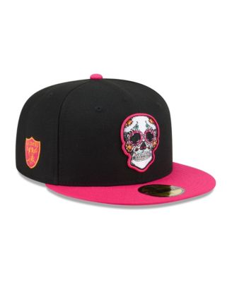Men's Black/Pink Las Vegas Raiders Day Of The Dead 59FIFTY Fitted Hat
