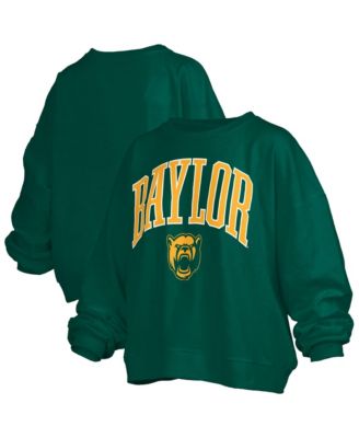 Women's Green Baylor Bears Oversized Janise Arch Over Logo Fleece Sweatshirt
