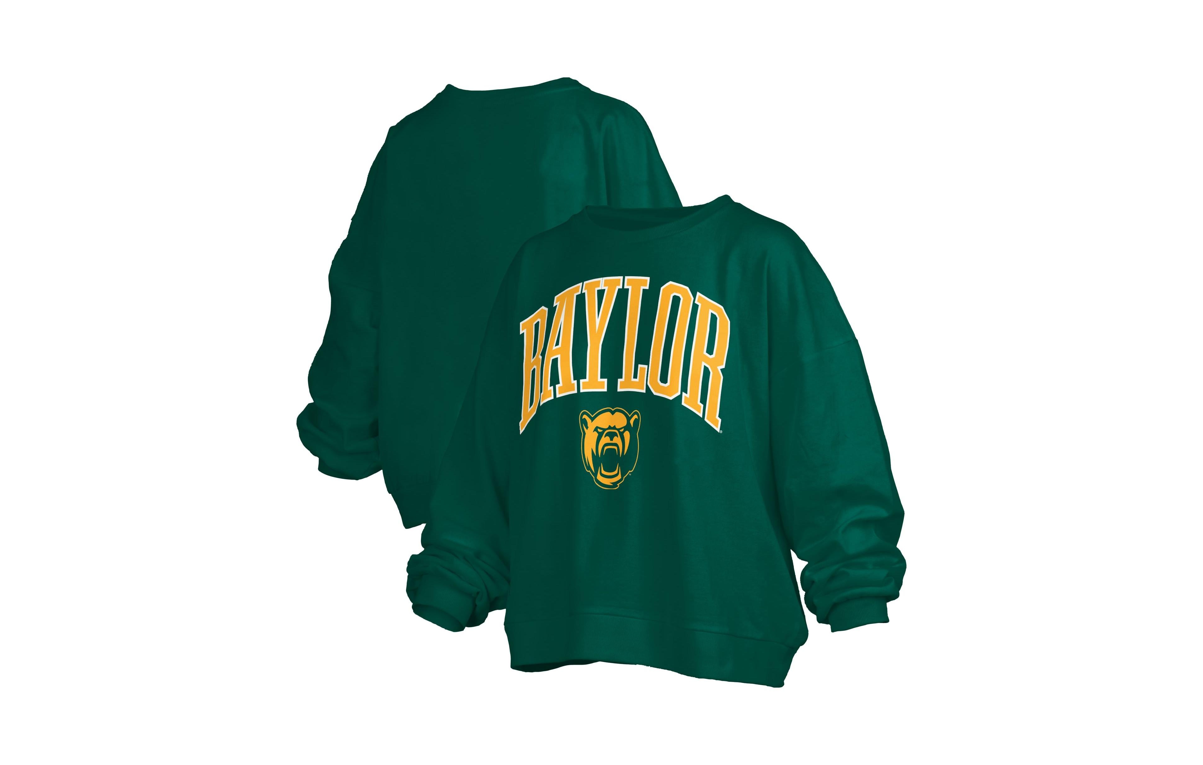 Pressbox Women's Green Baylor Bears Oversized Janise Arch Over Logo Fleece Sweatshirt
