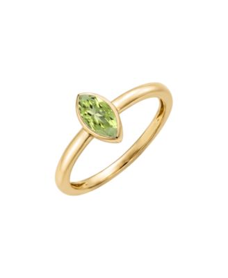 Peridot Marquise Cut Bezel Ring (3/8 ct. t.w.) in 14k Yellow Gold