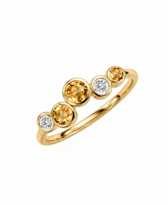 Citrine (1/3 ct. t.w.) & Diamond (1/10 ct. t.w.) Bubble Bezel Stackable Ring in 14k Yellow Gold