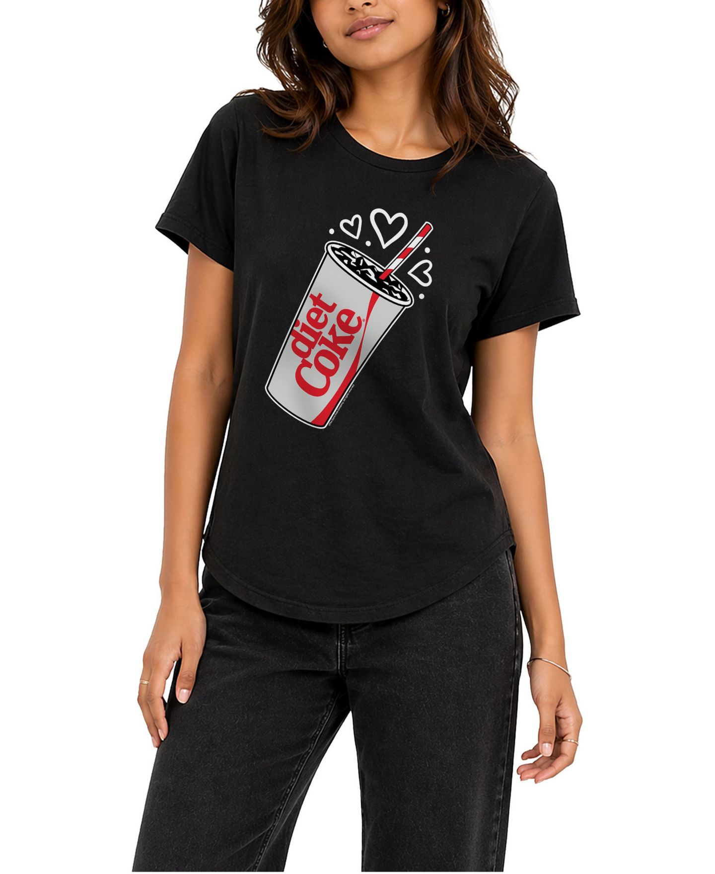 Женская футболка Diet Coke Heart Bubbles Graphic Relaxed-Fit, цвет: Чёрный — фото 1