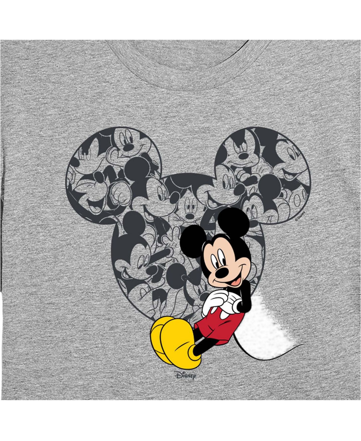 Женская футболка Disney Juniors' Mickey Ear Pattern Cropped Graphic, цвет: Меланжевый серый — фото 3