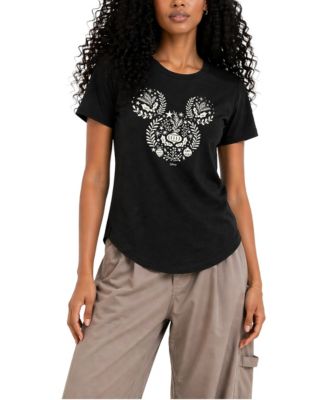 Women's Juniors' Scandinavian Mickey Ears Relaxed Fit T-Shirt