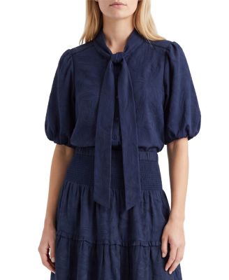 Women's Peggy Jacquard Neck Tie Top