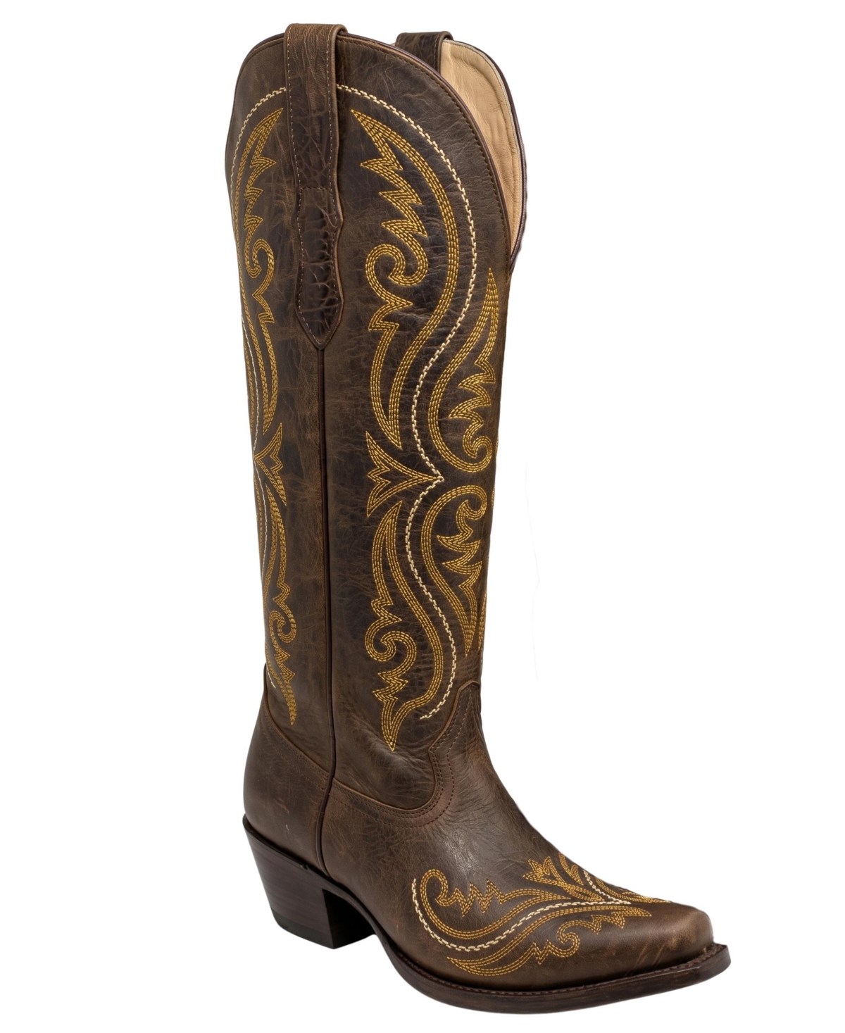Nortalie Women's Samala Cutter-Toe Knee-High Western Cowboy Boots - Honey