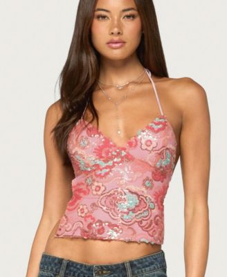 Women's Cheri Bead and Sequin Backless Top