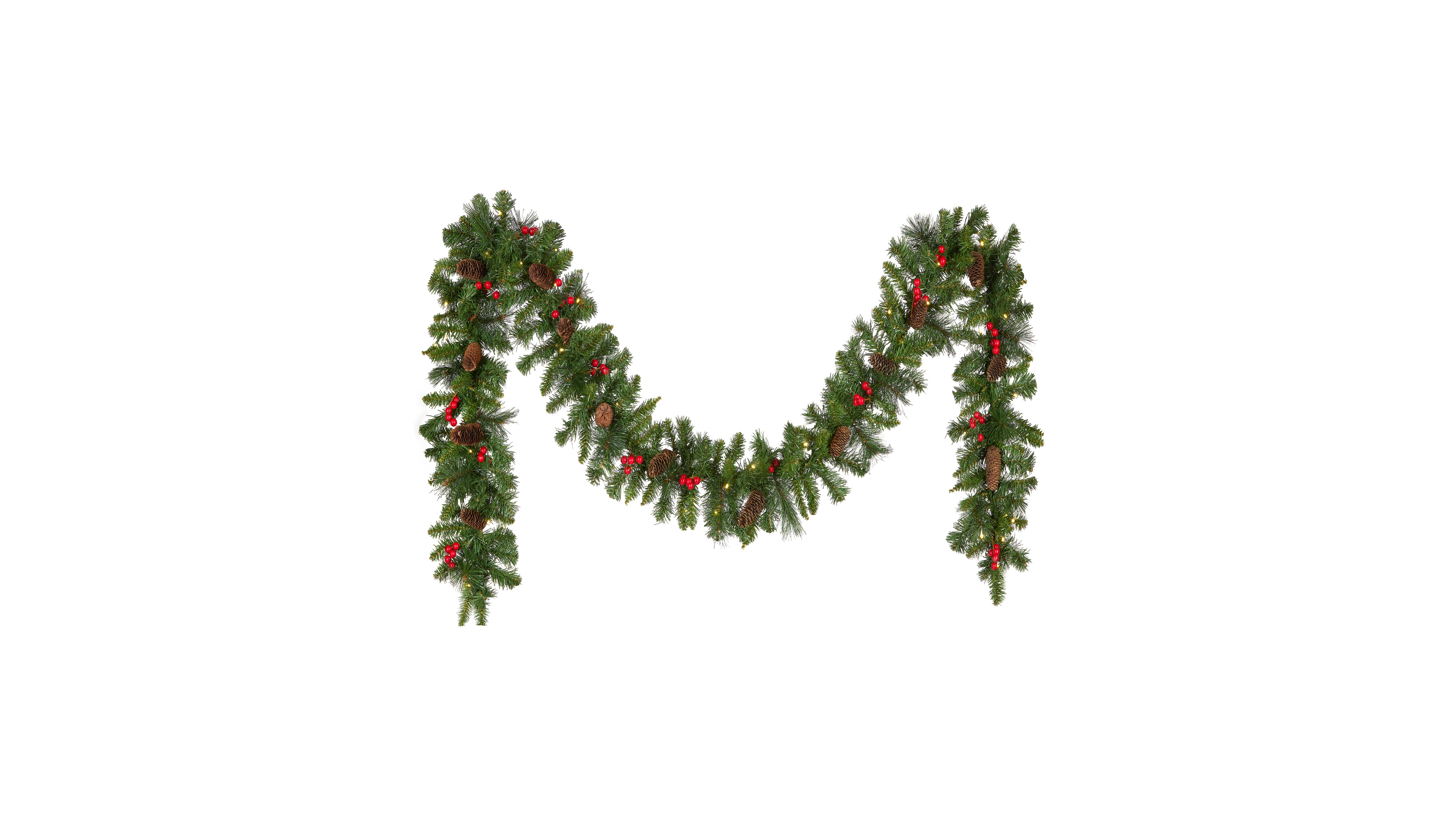 National Tree Company 9' Crestwood Spruce Silver Bristle Garland With Pine Cones, Berries, Glitter & 50 Clear Lights