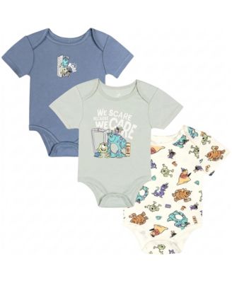 Baby Boys' Sulley, Mike Wazowski, and Boo Puff-Print Cotton-Blend Bodysuits, 3-Piece Set