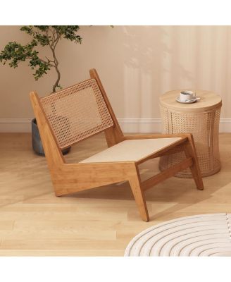 Mid-Century Modern Rattan Accent Lounge Chair