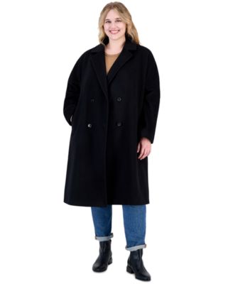 Plus Size Double-Breasted Wool-Blend Notch Collar Coat