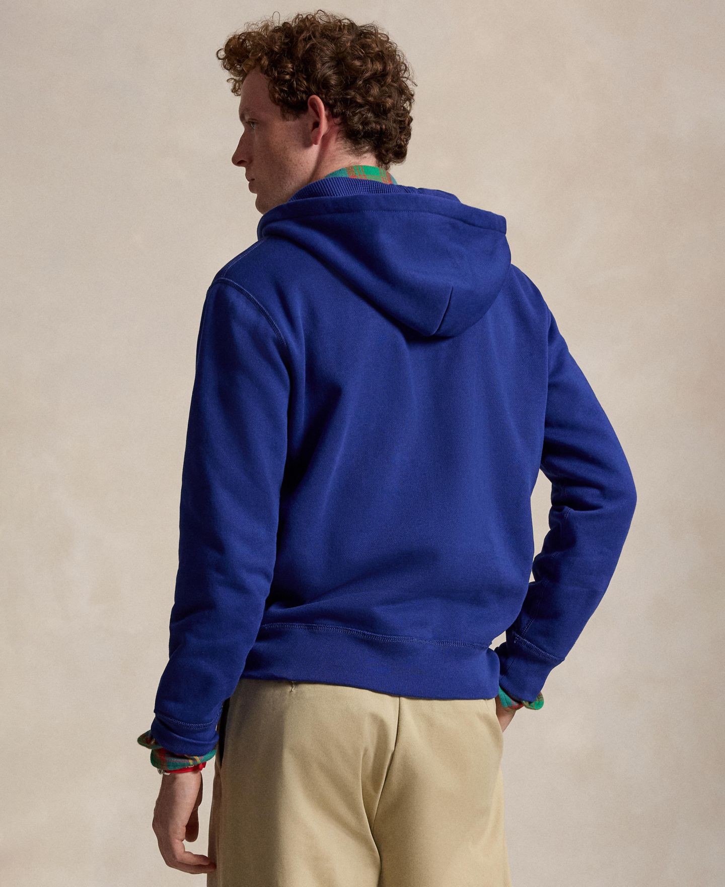Мужское худи Polo Ralph Lauren Fleece Full-Zip Waffle-Knit, цвет: Синий — фото 4