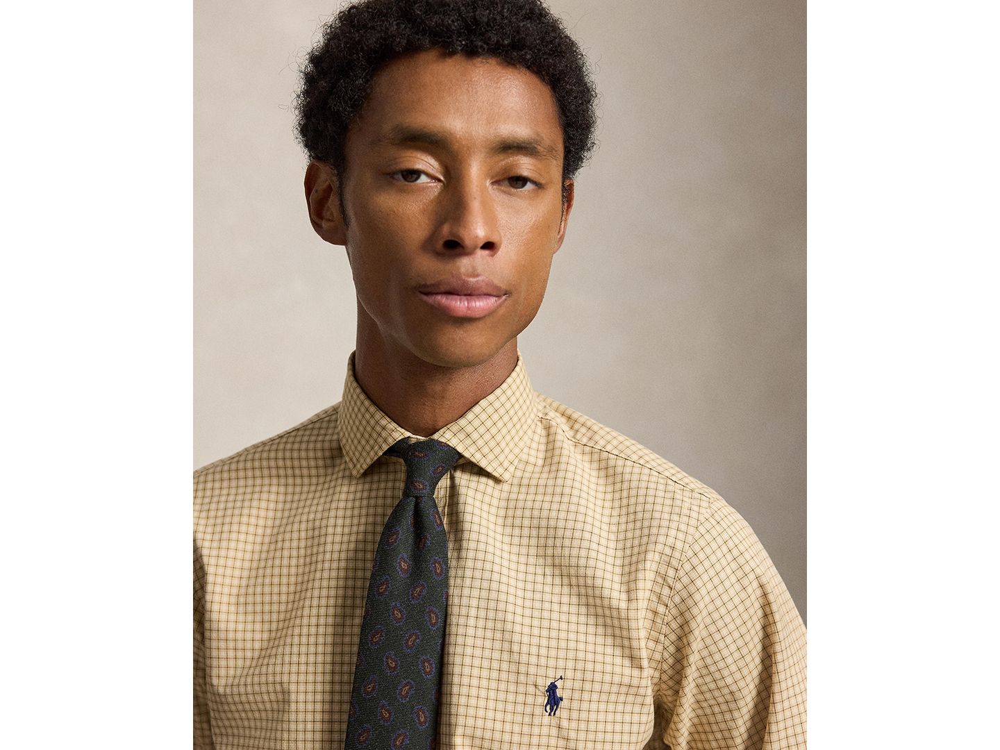 Мужская рубашка Polo Ralph Lauren Classic-Fit Plaid Poplin, цвет: Верблюжий белый разноцветный — фото 3