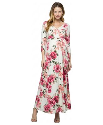 Maternity Floral V-Neck Maxi Dress