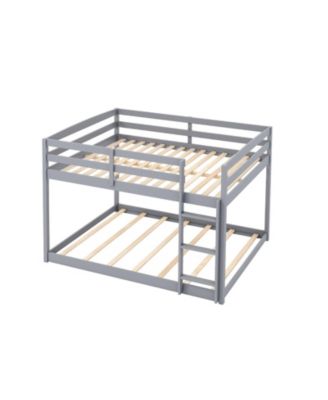 Full Over Full Low Bunk Bed with Integrated Ladder and Guardrails