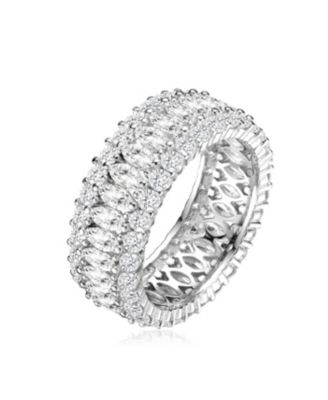 Sterling Silver White Gold Plated Brilliant 360-Degree CZ Ring