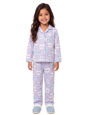 Toddler Girls' 2T-4T Cat Print Pajama, 2-Piece Set