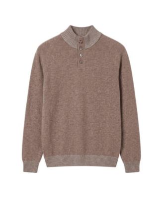 Men's Regular-Fit Button-Placket Mock Neck Sweater