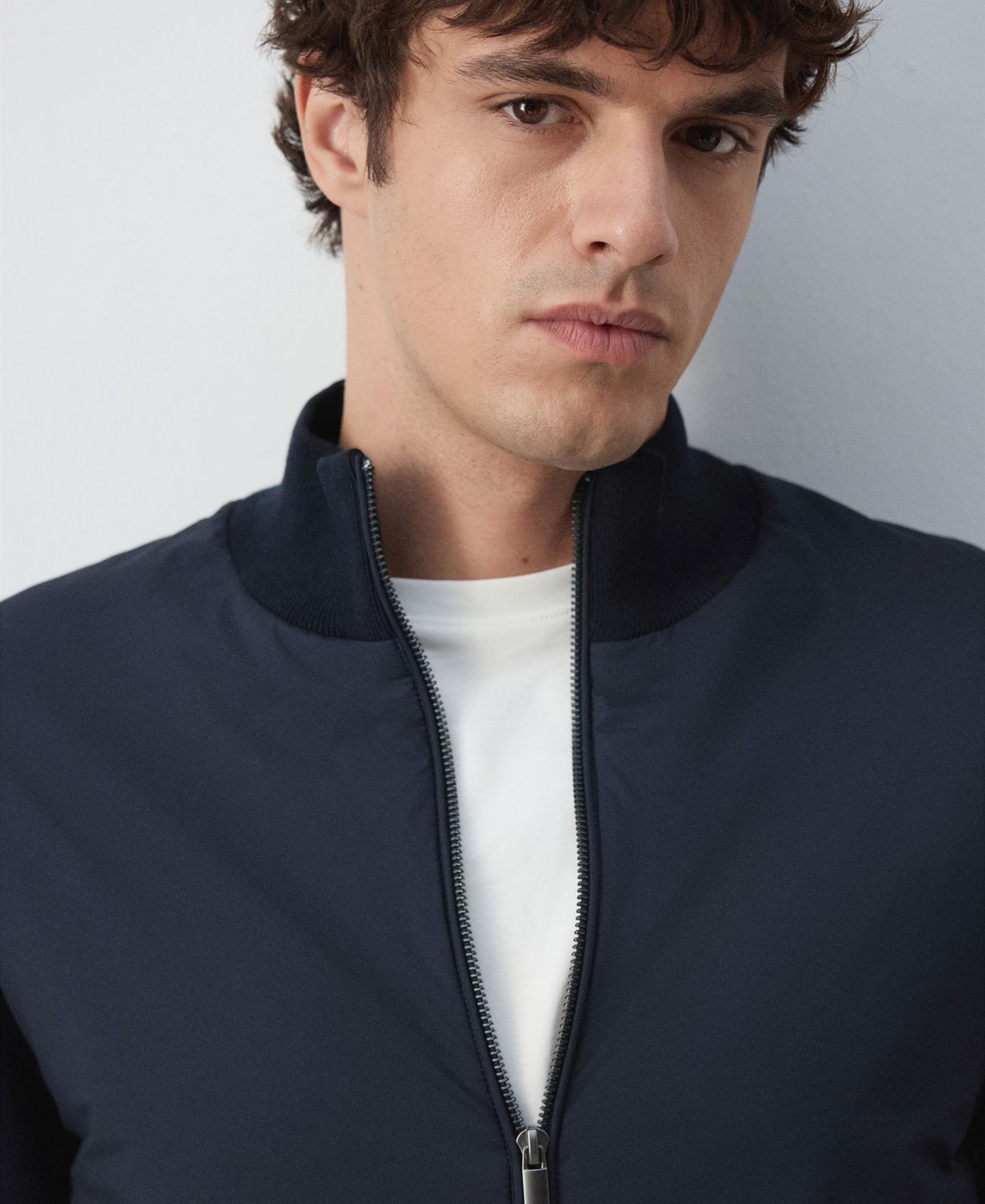Мужской кардиган Mango Aston Full-Zip Mock-Neck, цвет: Тёмно-синий — фото 3
