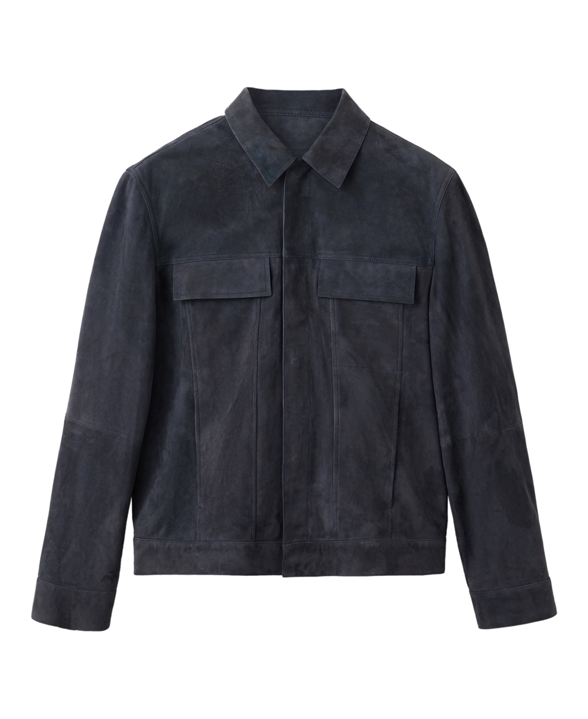 Mango Men's Chaqueta Gentian Goat Leather Trucker-Fit Jacket - Indigo Blue