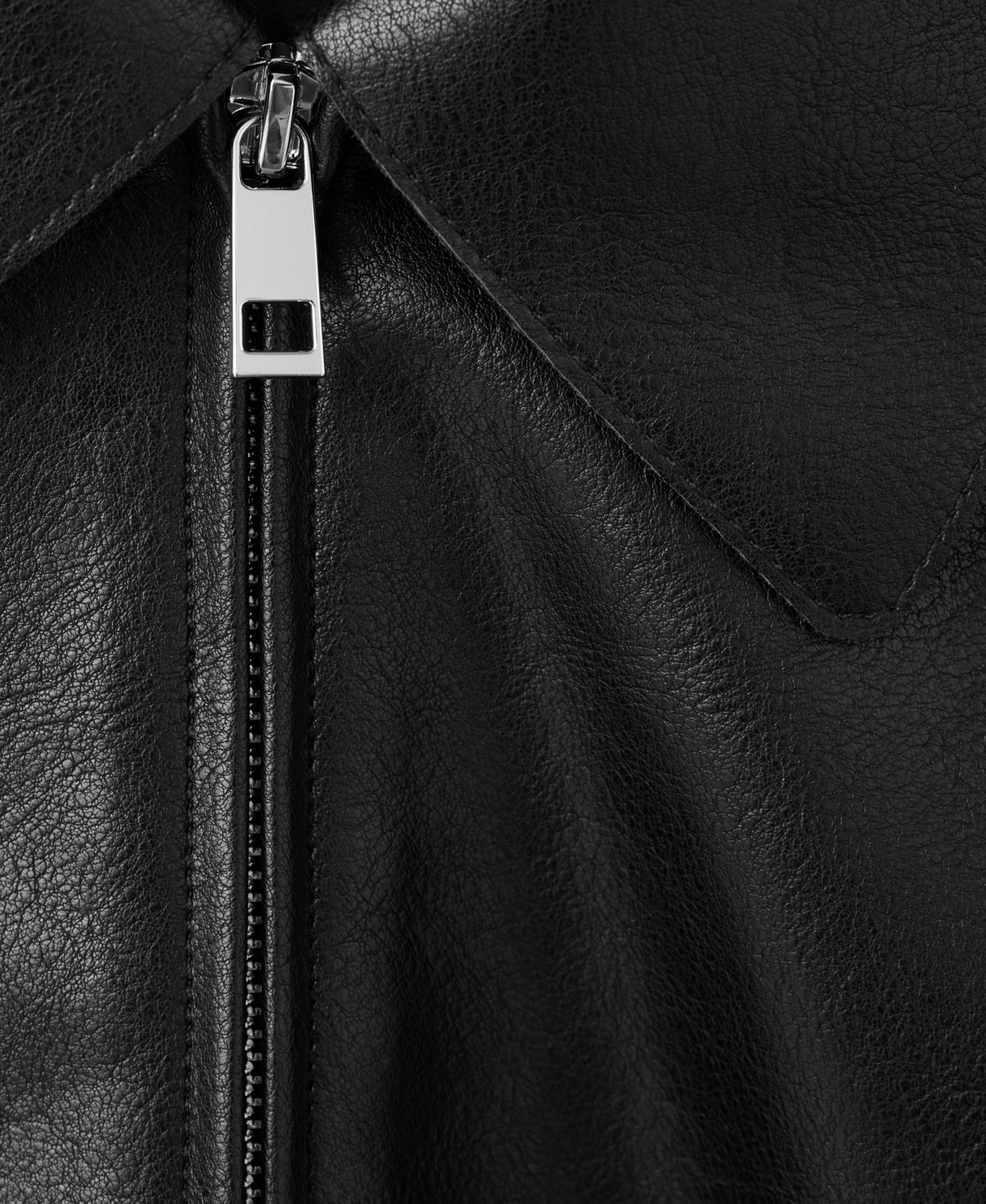 Женская куртка Mango Faux Leather Zip-Up, цвет: Чёрный — фото 6