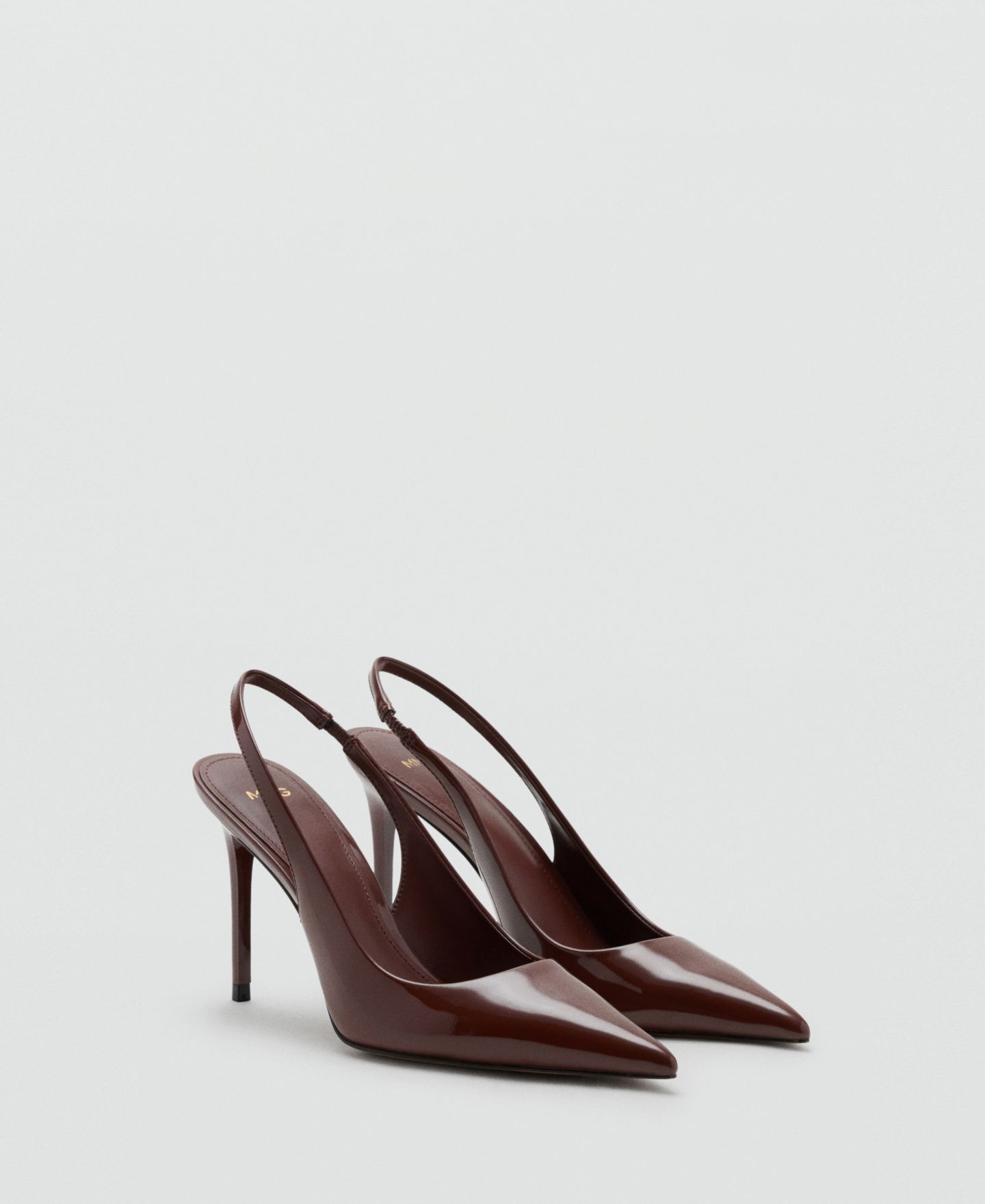 Женские туфли Mango Pointed Toe Stiletto Slingback, цвет: Коричневый — фото 2