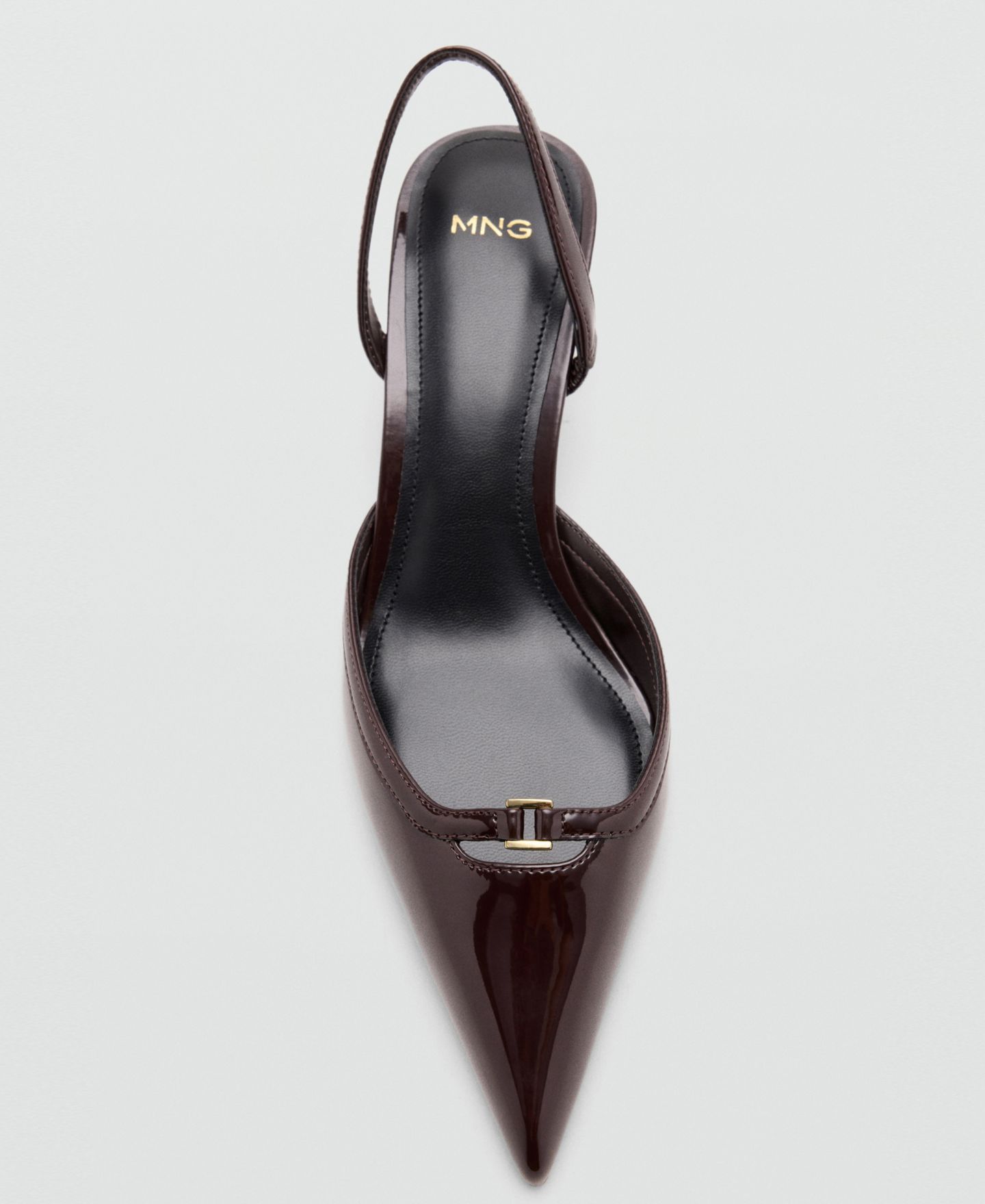 Женские туфли Mango Kitten Heel Pointed Toe Slingback Faux Leather, цвет: Бордовый — фото 5