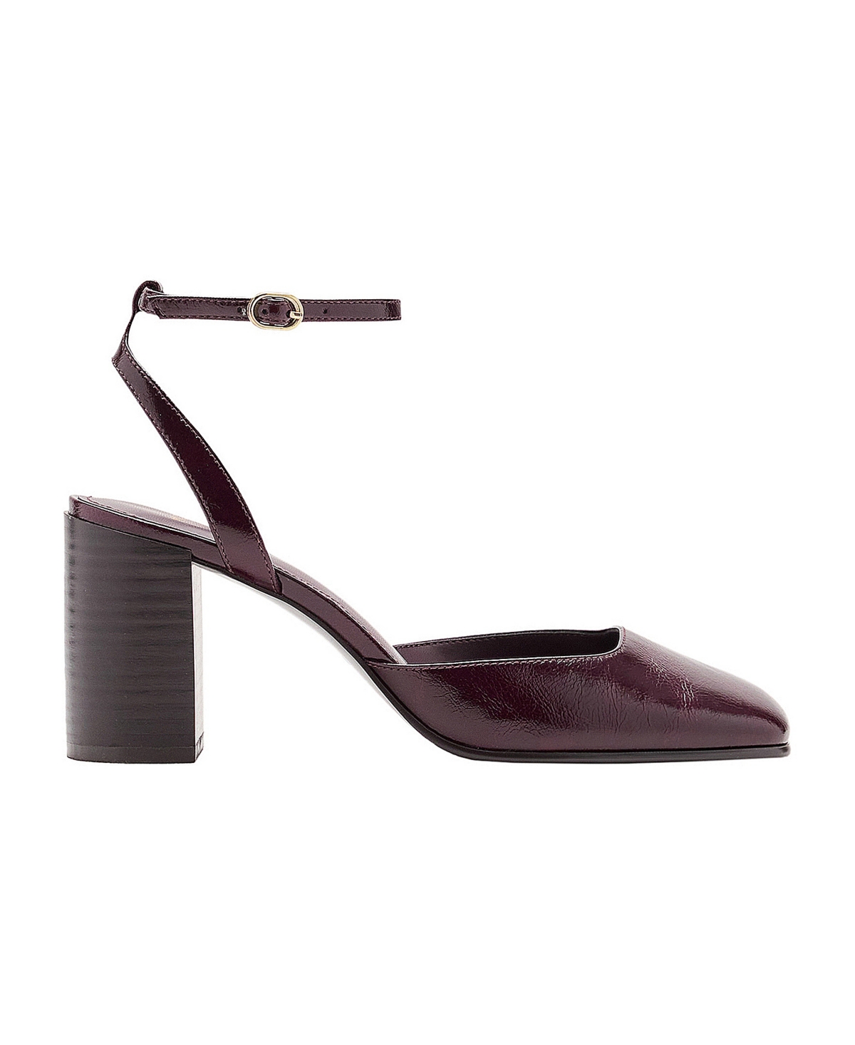 Mango Women's Block Heel Ankle Bracelet Faux Leather Pumps - Burgundy
