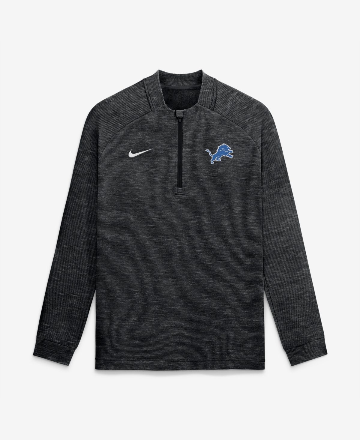 Nike Men's Heather Black Detroit Lions Par Raglan Tri-Blend Therma-fit Half-Zip Pullover - Heather Black