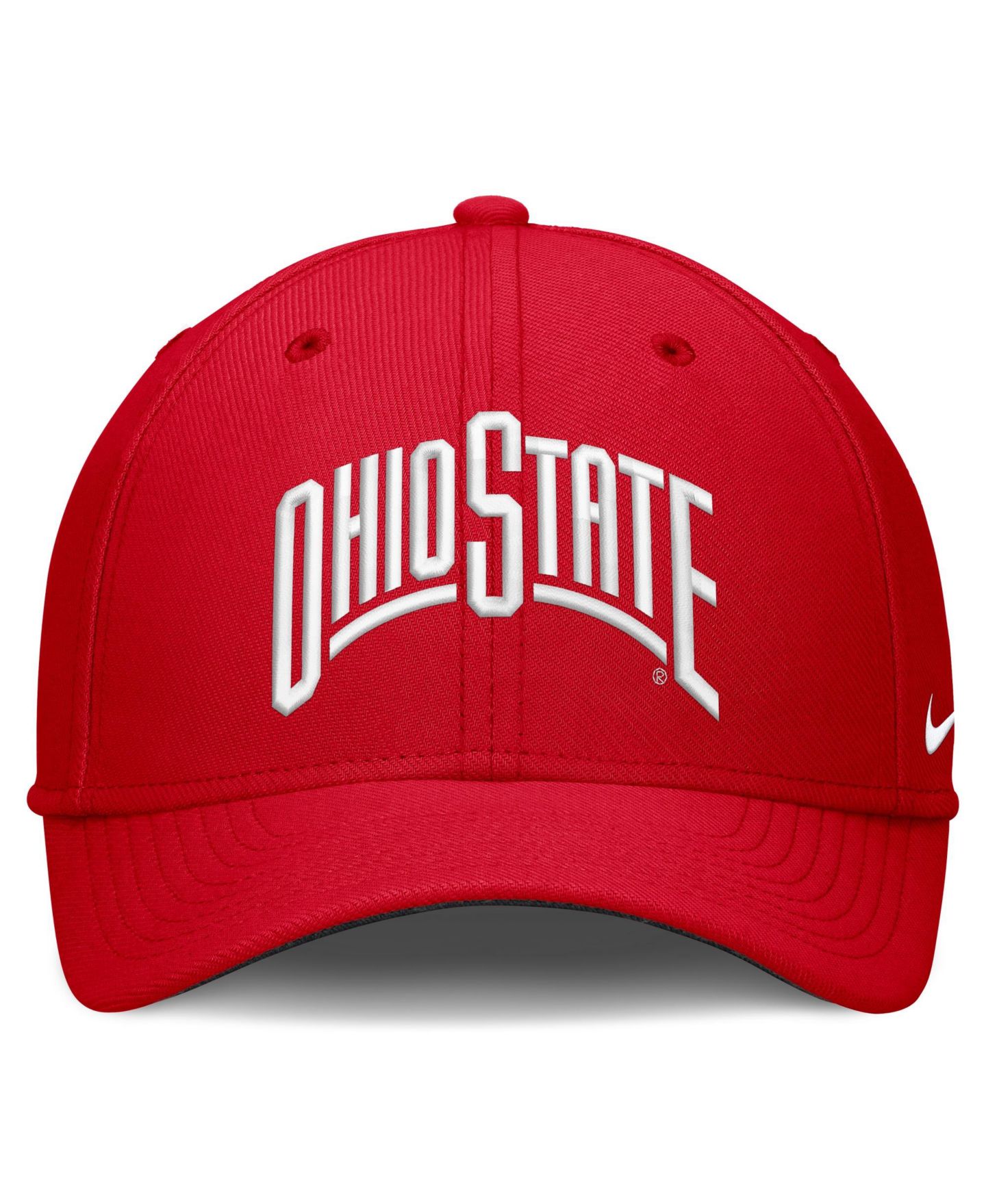 Мужская кепка Nike Scarlet Ohio State Buckeyes Primetime Team Rise Dri-FIT Flex Hat — фото 2