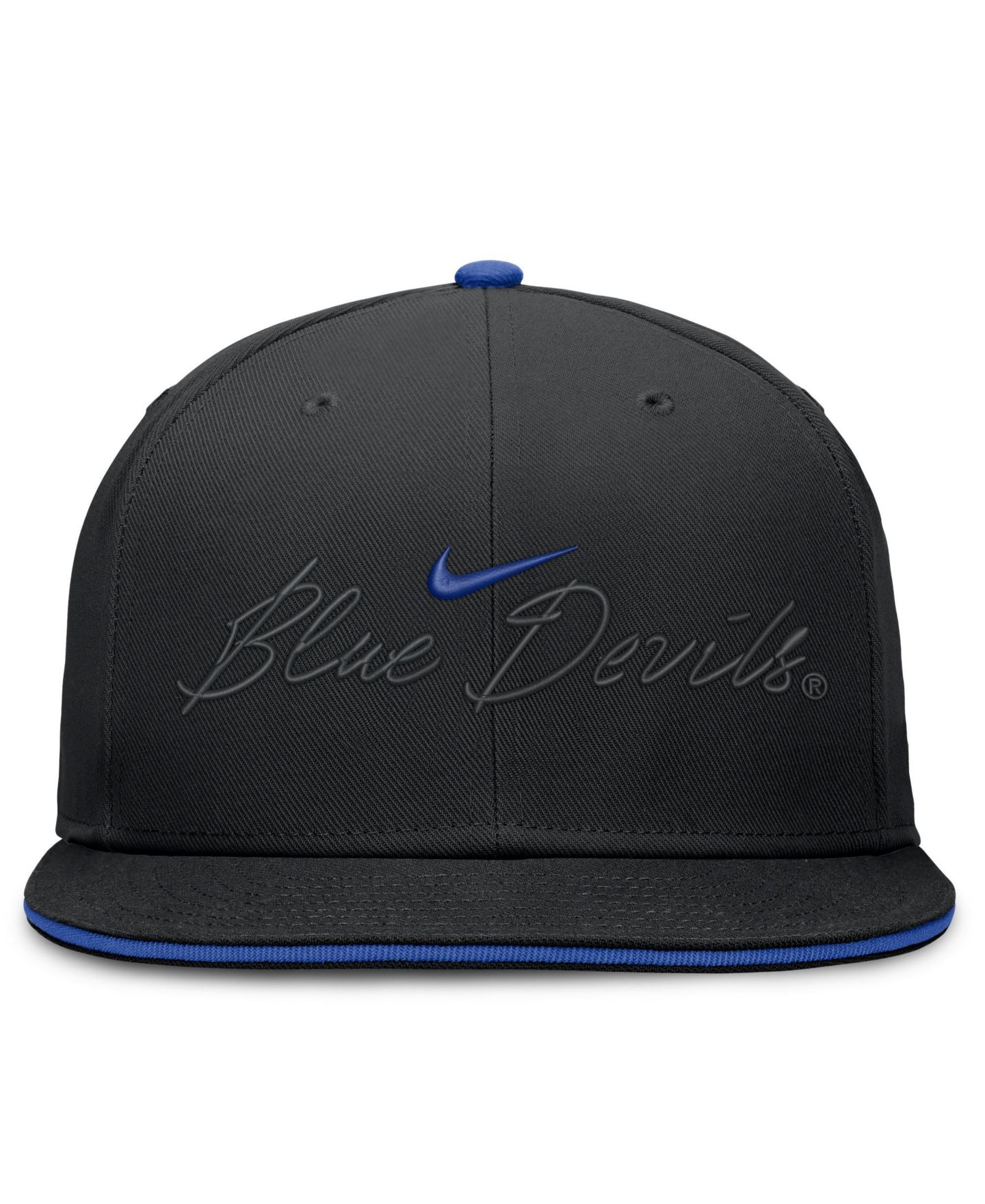 Мужская кепка Nike Black Duke Blue Devils Dri-FIT Primetime Script Fitted Hat — фото 2