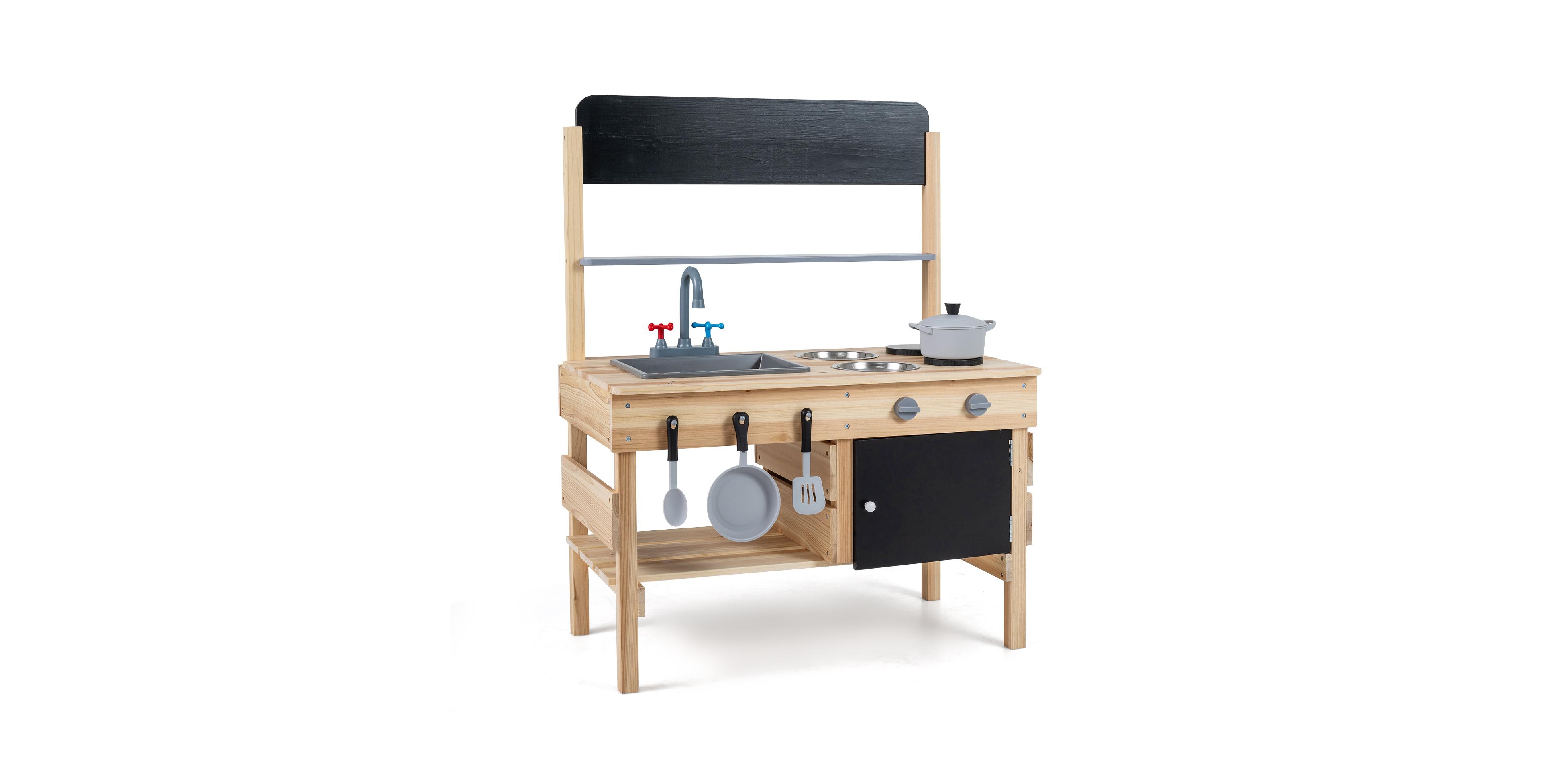 Costway Wooden Outdoor 7-Piece Mud Kitchen, Ages 3+