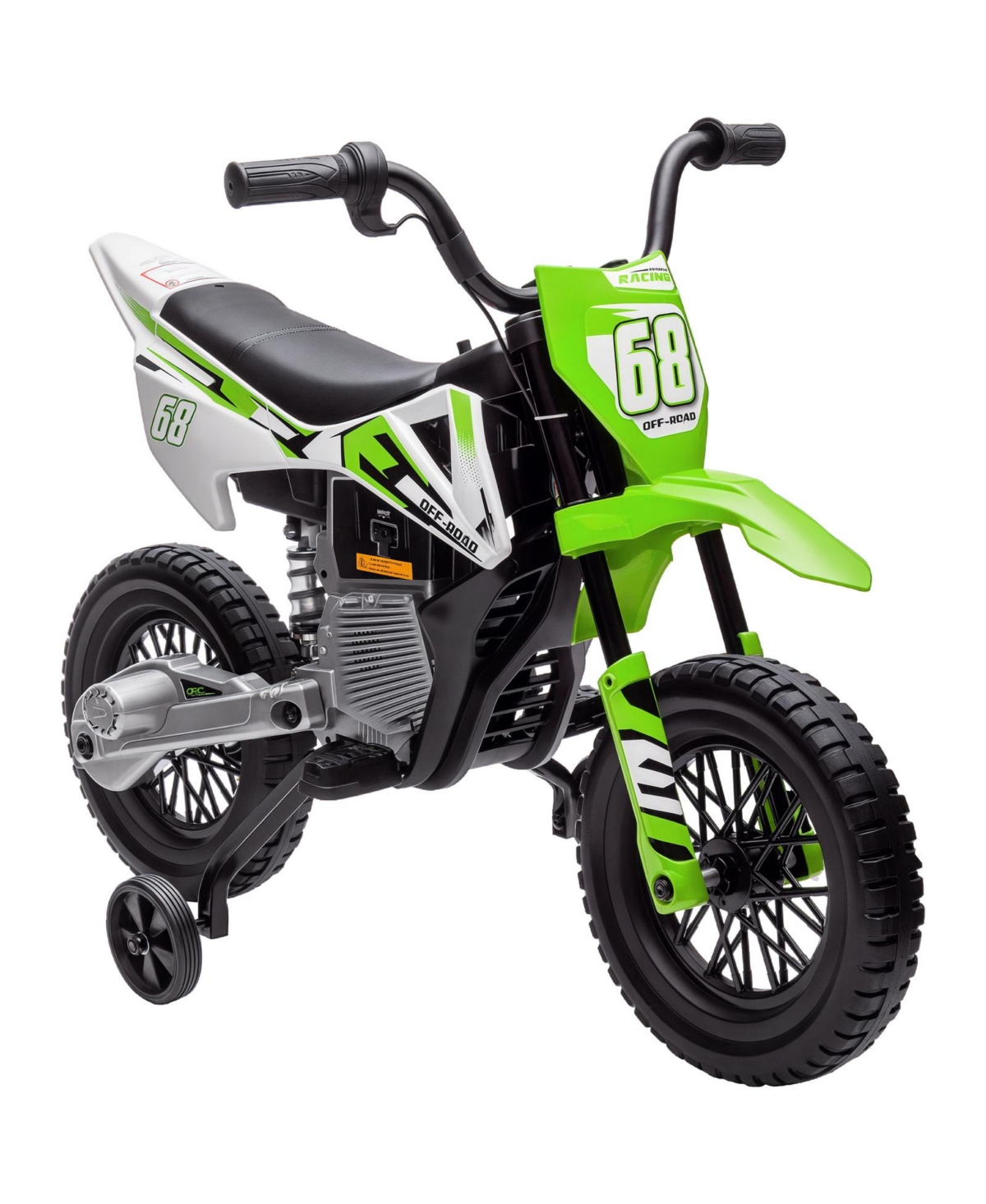 Glintex 12V Kids Electric Motorcycle with Twist Grip Throttle and Training Wheels - Green