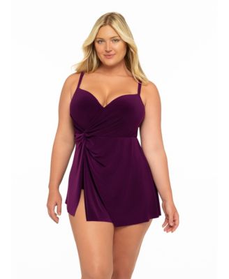 Plus Size Twisted Underwire Swim Cover-Up Dress