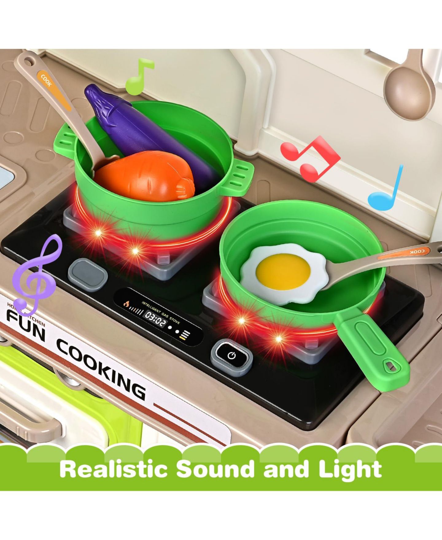 Детский игровой набор GNUADZ Light & Sound Working Sink Kitchen Playset, 3–5 лет, цвет: Зелёный — фото 2