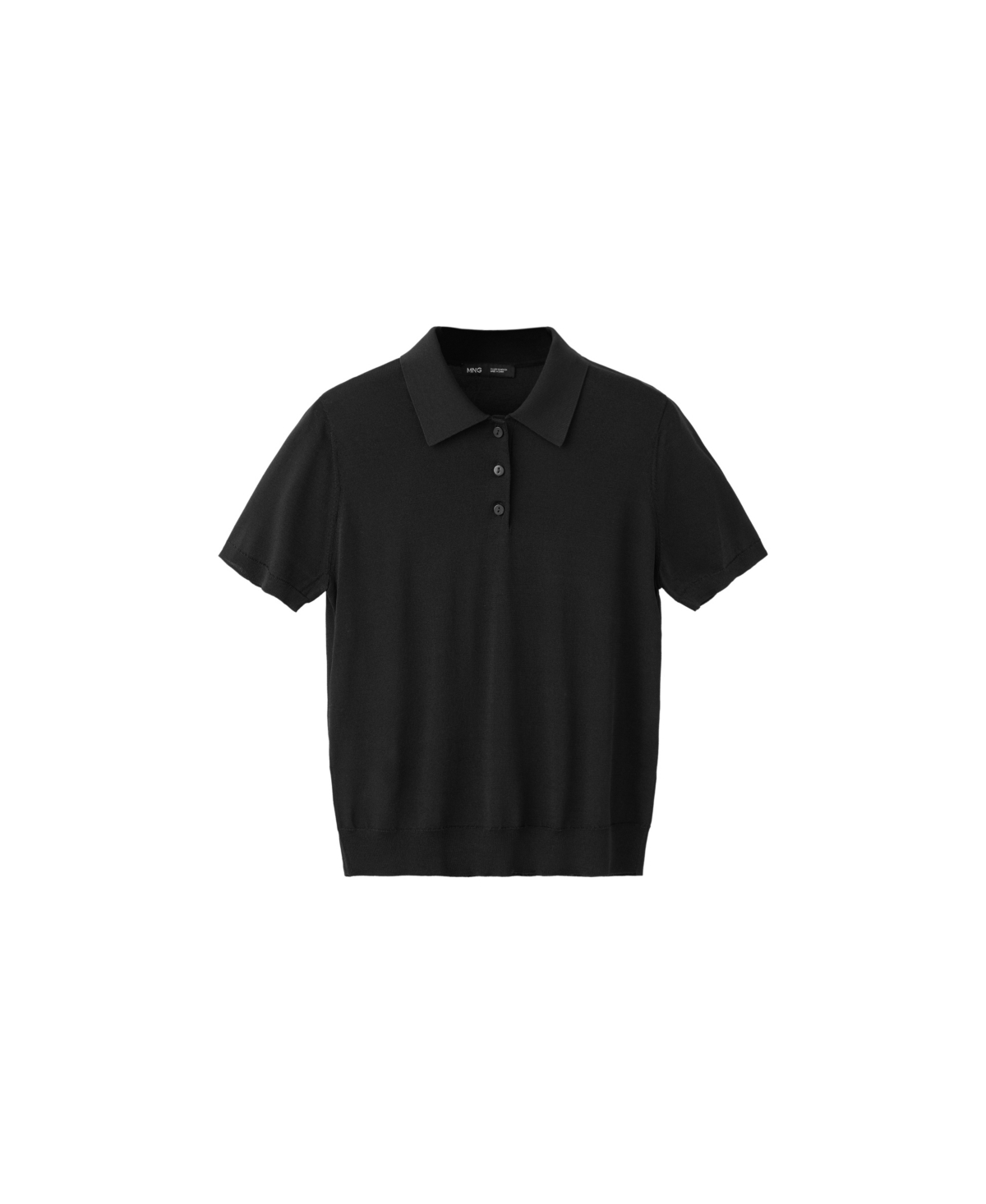 Mango Women's Fine-Knit Short-Sleeve Polo Neck Sweater - Black