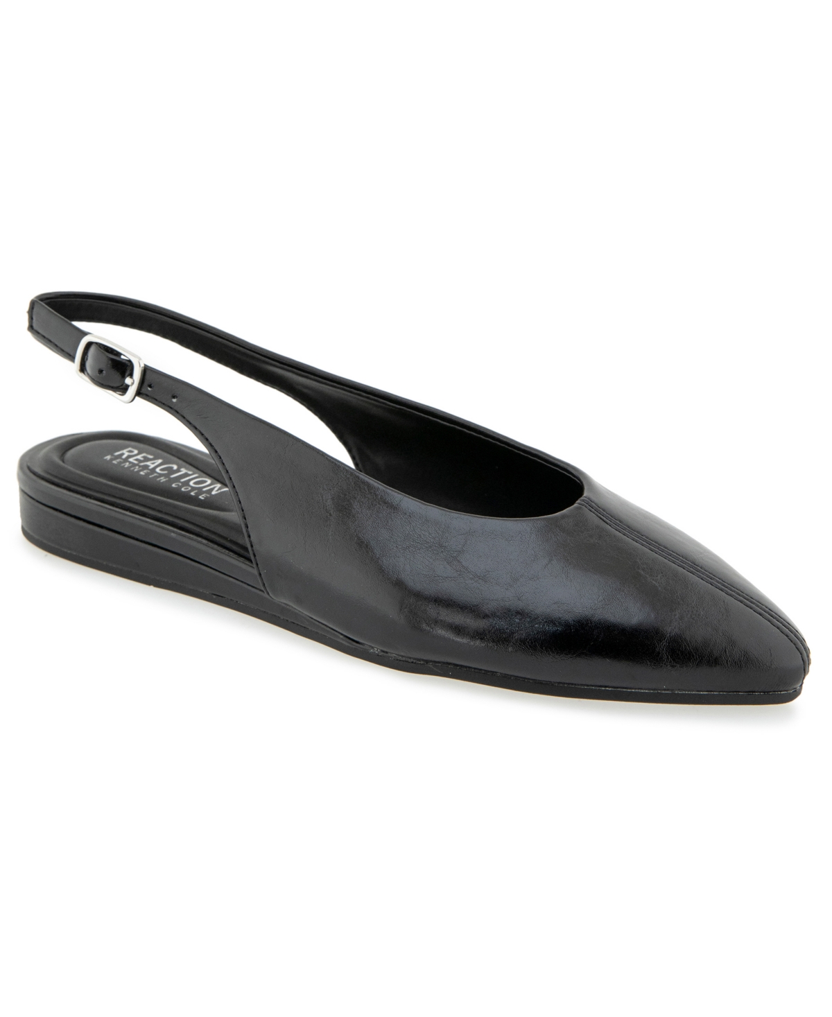 Kenneth Cole Reaction Women's Brianna Pointed Toe Slingback Faux Leather Flats - Black