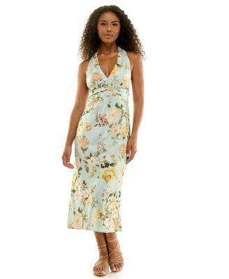 Juniors' Floral-Print Halter Midi Dress