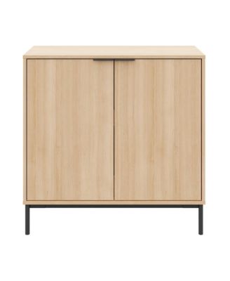 Slim 2-Door Storage Cabinet, Natural blonde oak