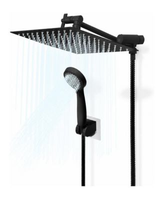 High Pressure Rainfall Shower Head with Handheld Combo, 10 in Matte , 11 in Extension Arm, 3-Spray Wand, 59 in Hose