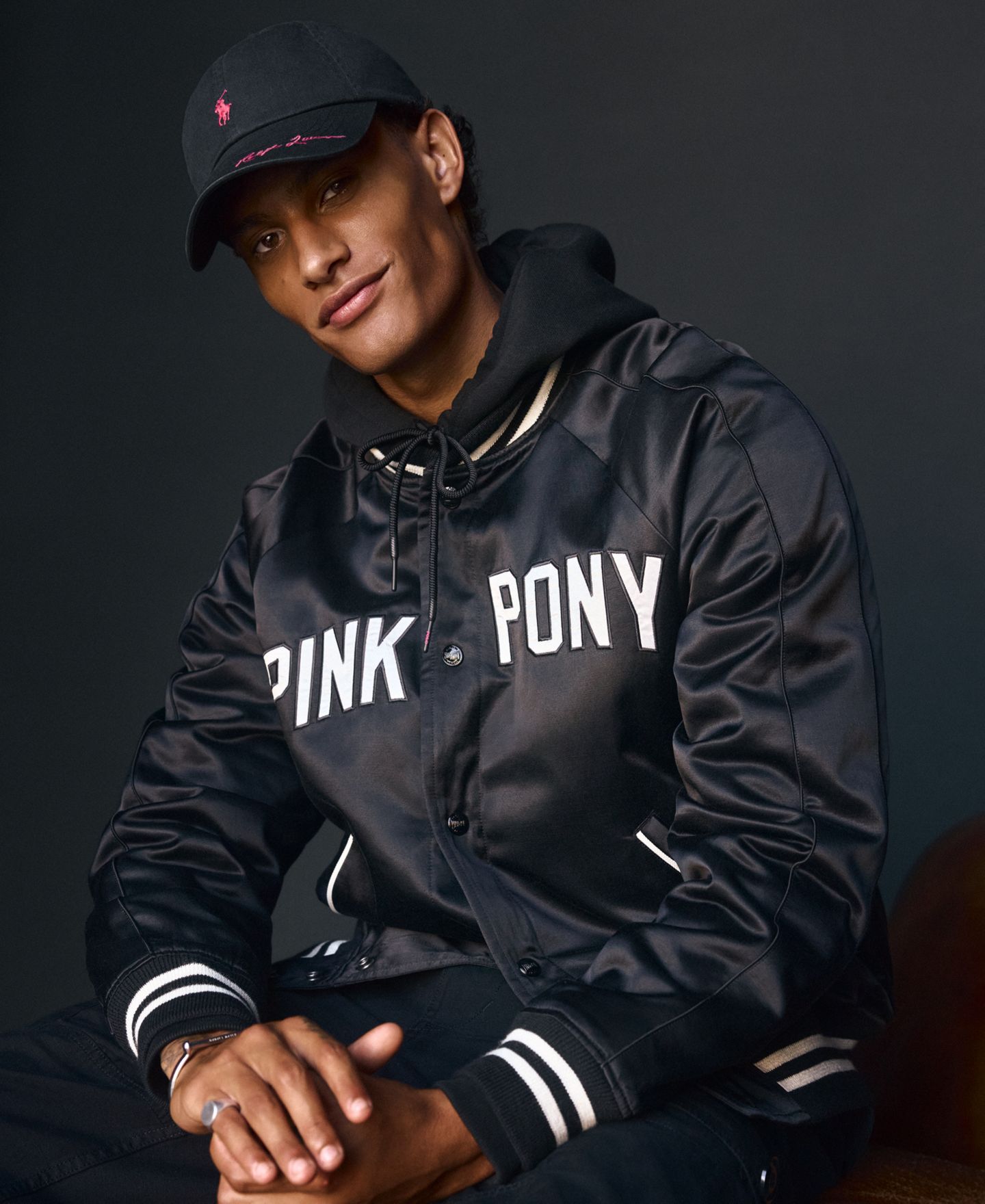Куртка Polo Ralph Lauren Unisex Pink Pony Satin Baseball, цвет: Чёрный — фото 7