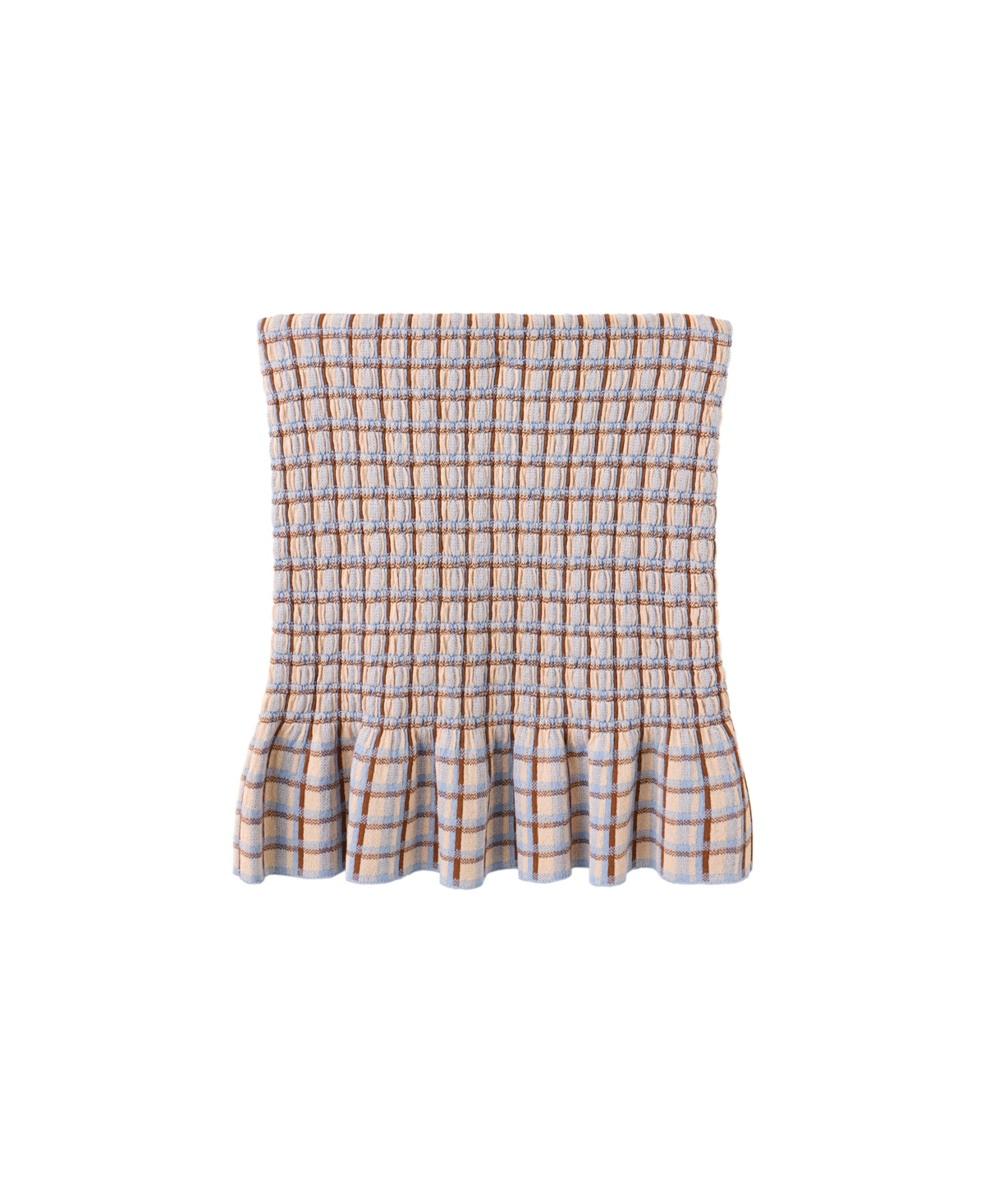 Mango Women's Fine Knit Plaid Mini Skirt - White