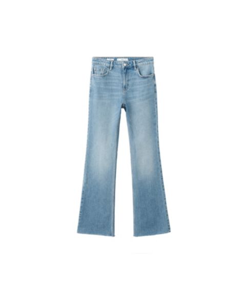 Женские джинсы Mango Fiona Mid-Rise Flared, цвет: Средний синий