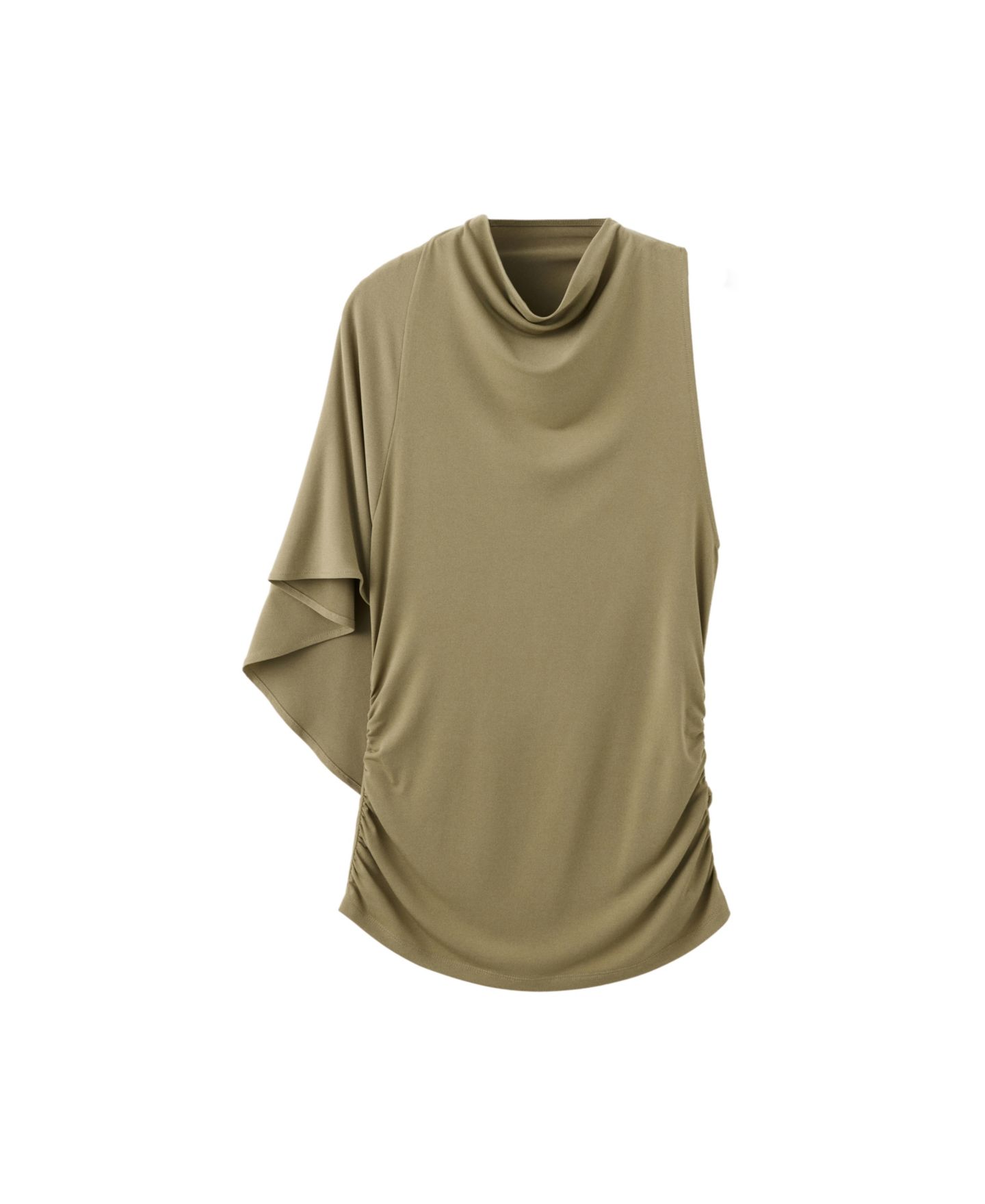 Женская блузка Mango Cowl Neck Asymmetrical, цвет: Хаки — фото 1