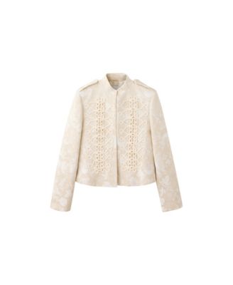 Women's Frog Closure Jacquard Cropped Jacket