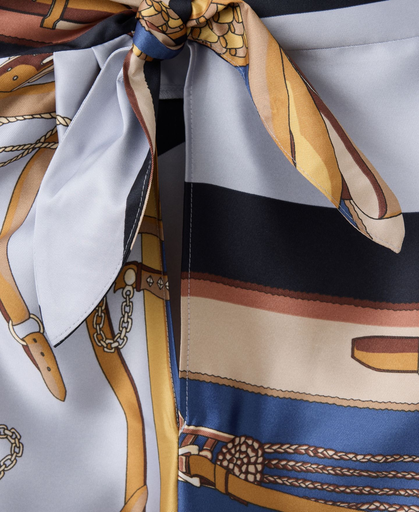 Женская блузка Mango Satin Printed Tie-Front, цвет: Небесно-голубой — фото 3
